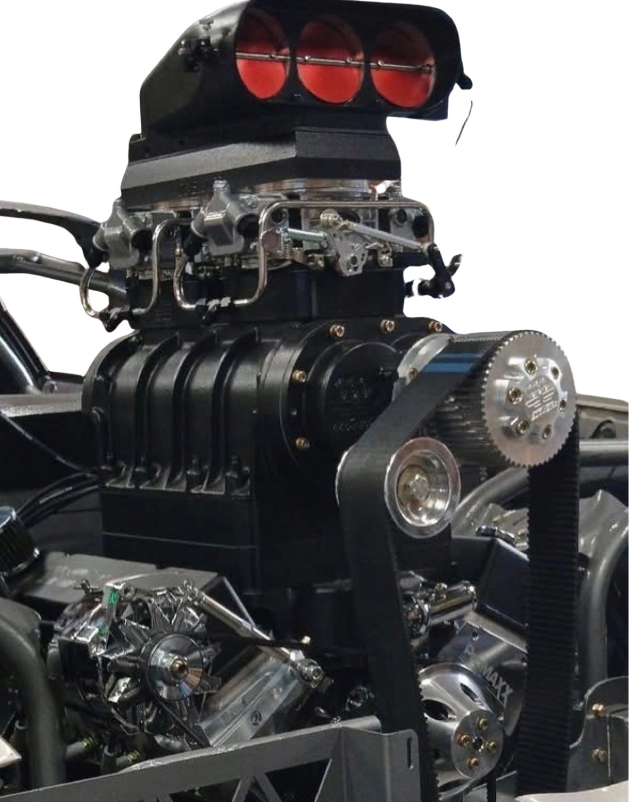 DC Blowers ® Adapter For Blower Hat / Scoop Fits Dual 4150 Blower Carbs .