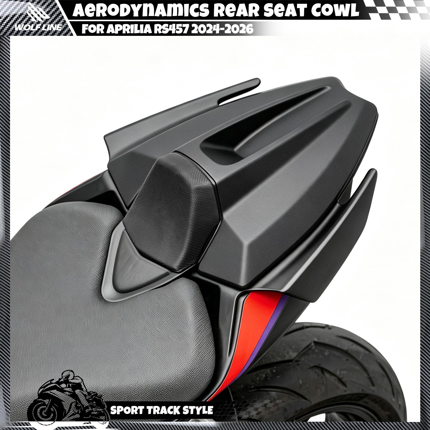WOLFLINE Rear Passenger Seat Cowl Cover For Aprilia RS457 2024 2025 2026 ABS