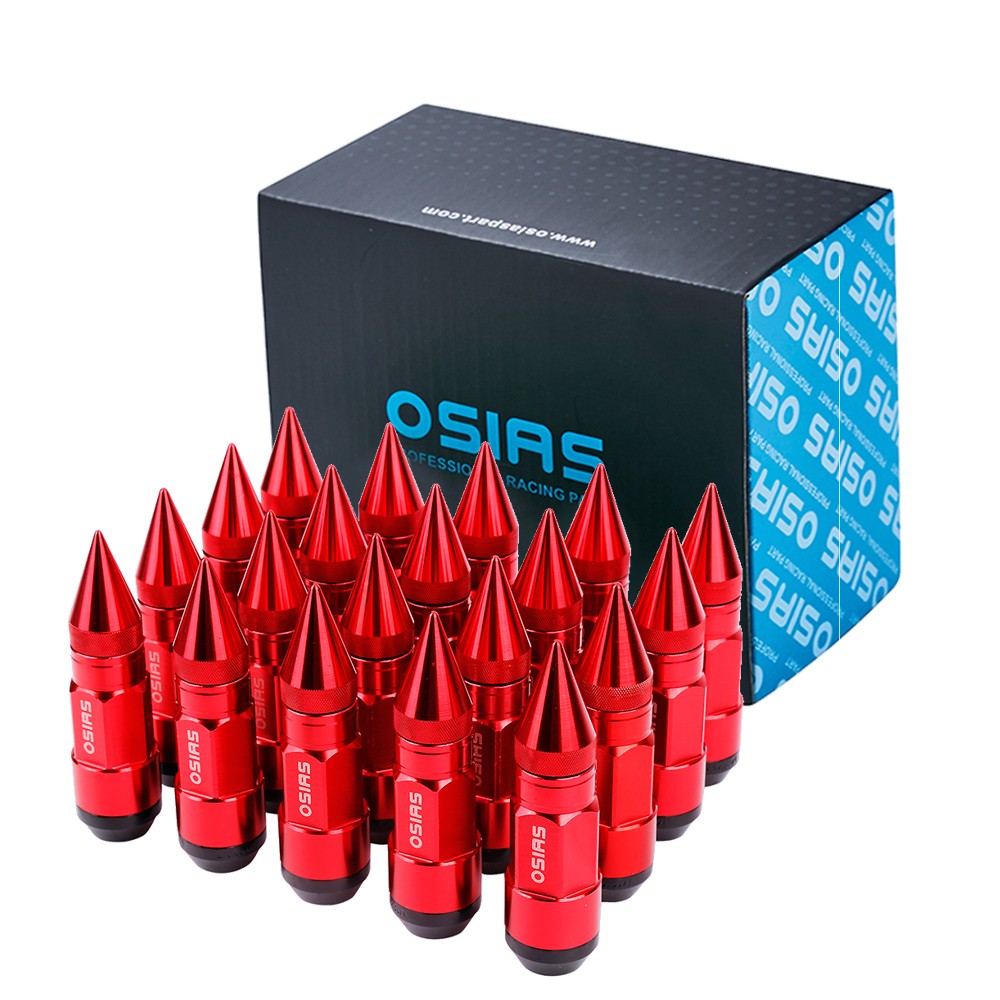 Red 20Pcs Anti Theft Wheel Lug Nuts With Spike Extended Tuner For Honda M12x1.5