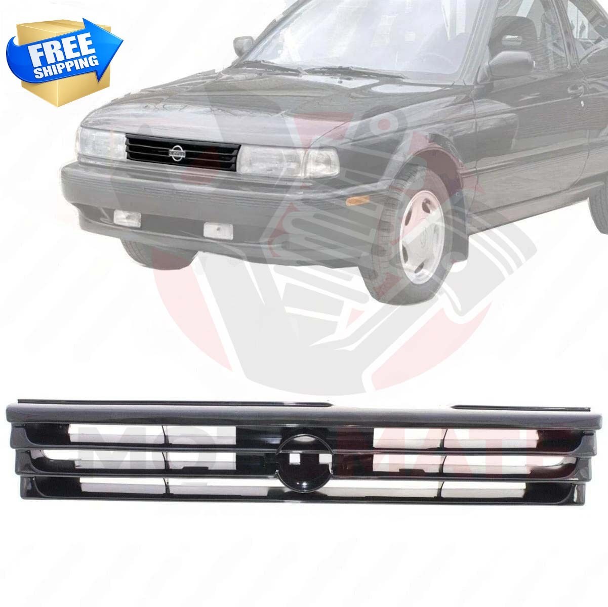 New Front Grille Assembly Black Plastic For 1991-1992 Nissan Sentra NI1200117