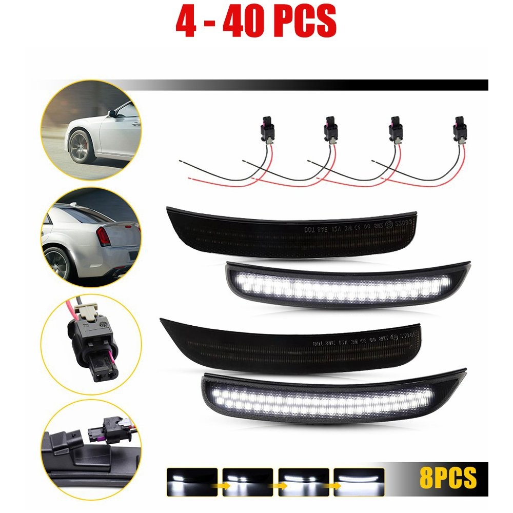 4-40 Dynamic White LED Side Marker Light&Harness Plug For 2015-23 Chrysler 300 A