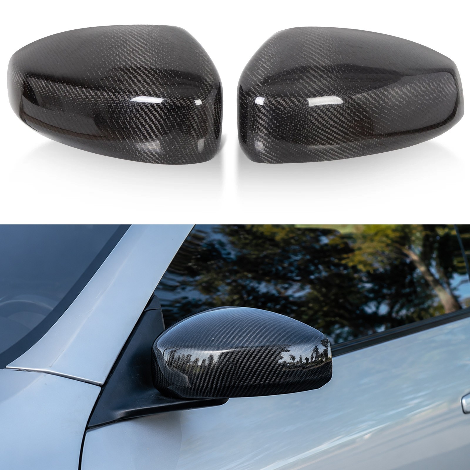 Carbon Fiber Mirror Cover Cap Black Pair For Infiniti G35 Coupe 03-07