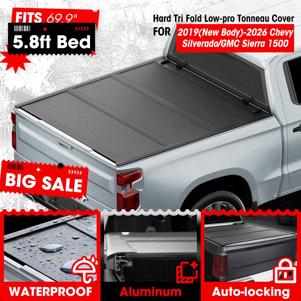 5.8FT Hard Low-pro Tonneau Cover for 2019-2026 Chevy Silverado / GMC Sierra 1500 5.8FT Hard Low-pro Tonneau Cover for 2019-2026 Chevy Silverado / GMC Sierra 1500
