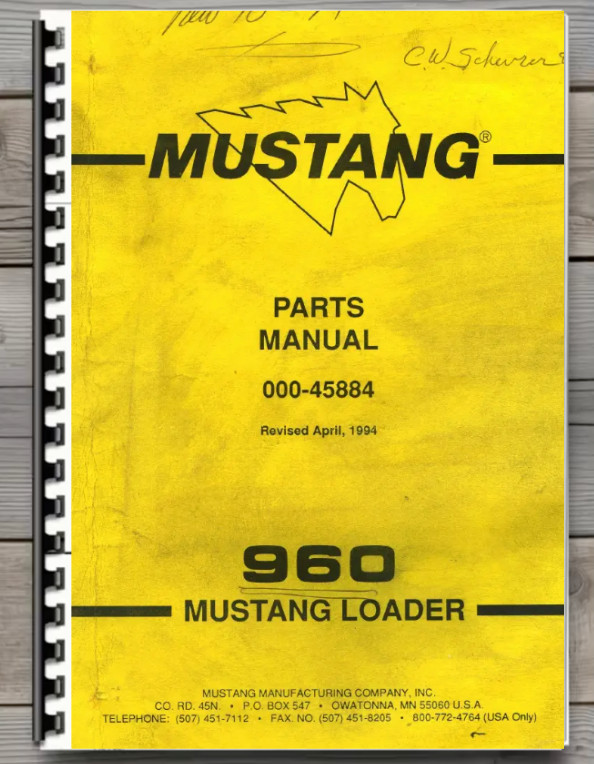 Mustang 960 Loader Parts Manual Comb Bound