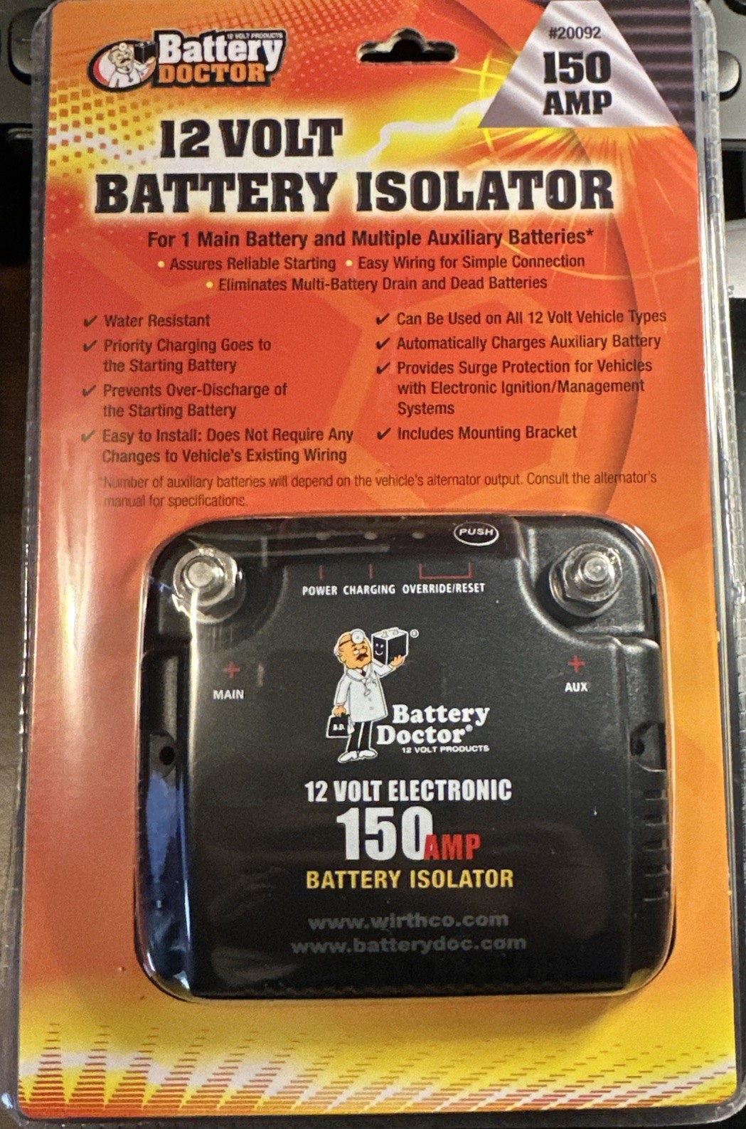 WirthCo 20092 Battery Doctor 125 Amp/150 Amp Battery Isolator  ~ Black ~ NEW