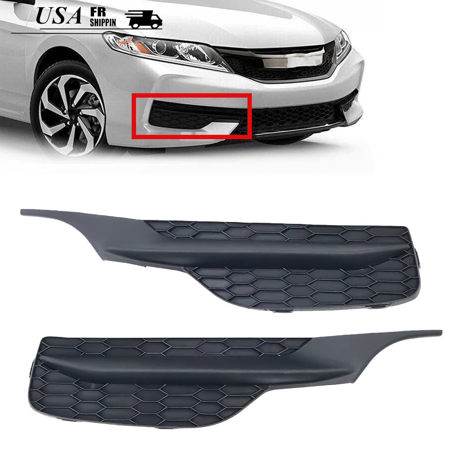 New Front Bumper Grille Outer Cover For Honda Accord 2016-2017 Right+Left Side