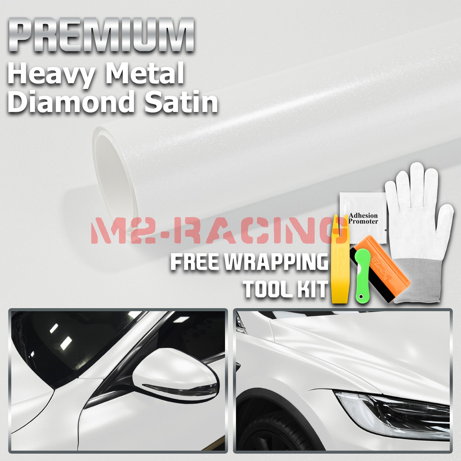 Heavy Metal Diamond Satin Ceramic White Car Vinyl Wrap Sticker Decal Sheet Film