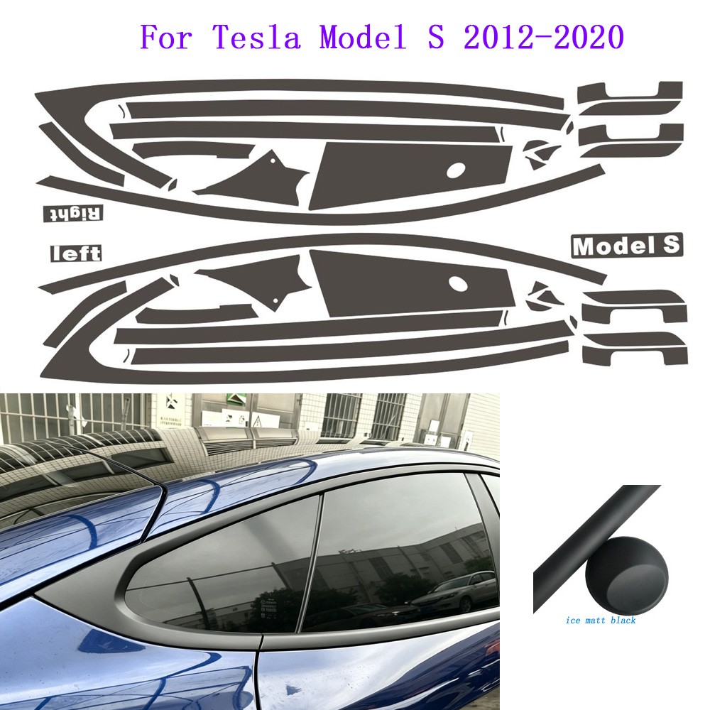 Matte Black Chrome Delete Window Trims For Tesla Model S 2014-2020 Matte Black Chrome Delete Window Trims For Tesla Model S 2014-2020