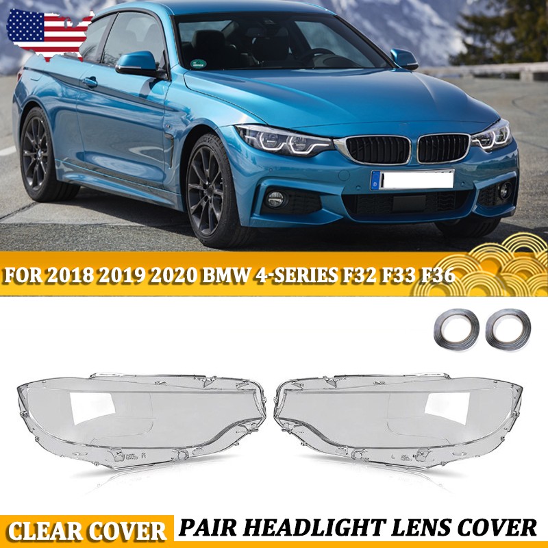 2x Headlight Lens Cover Clear For 2018 2019 2020 BMW F32 F33 F36 F80 F82 M4 430i