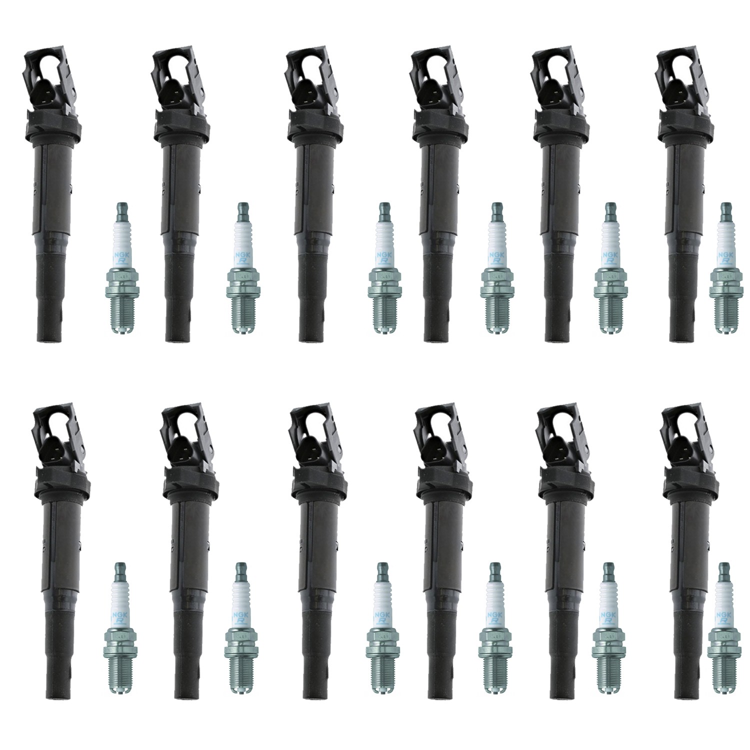 Eldor Ignition Coils and NGK Spark Plugs Kit for BMW 760Li 2003-2008 6.0L V12