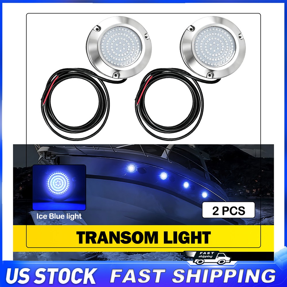 2Pcs Marine Boat LED Deck Courtesy Lights Transom Light Ice Blue Waterproof US