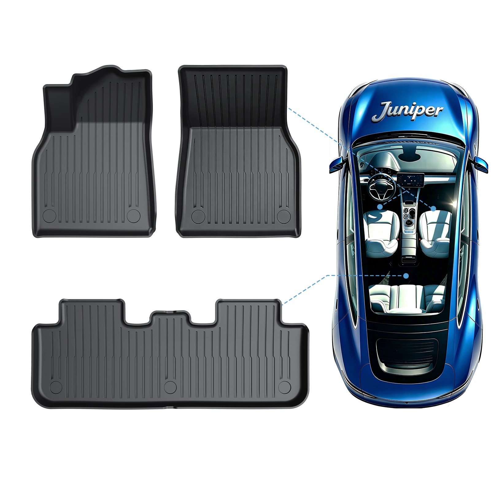 COMAUTO Floor mats & Cargo Liner 3PCS for Tesla Model Y Juniper 25-27(Not 7Seat)