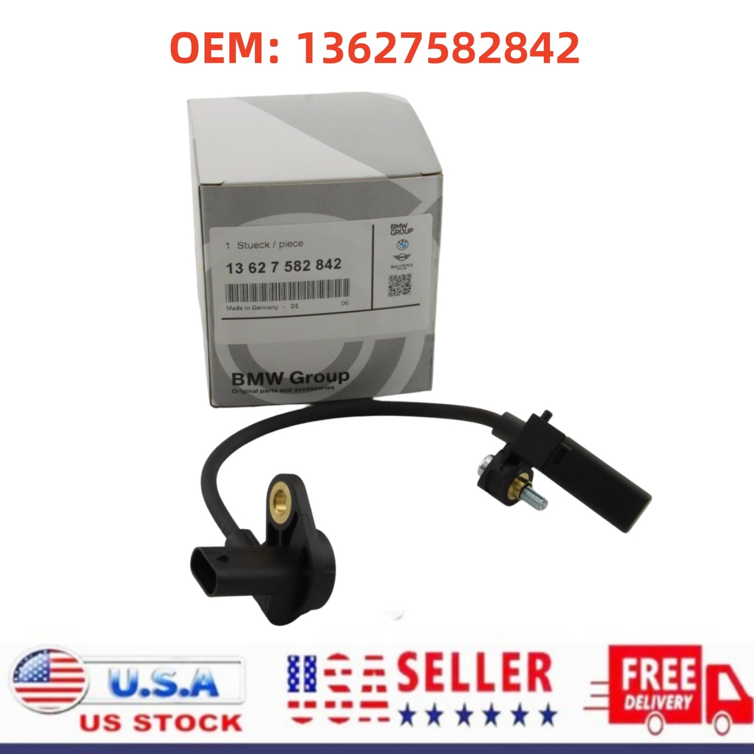 Genuine OEM 13627582842 Crankshaft Sensor For 2011-2021 BMW Original N55