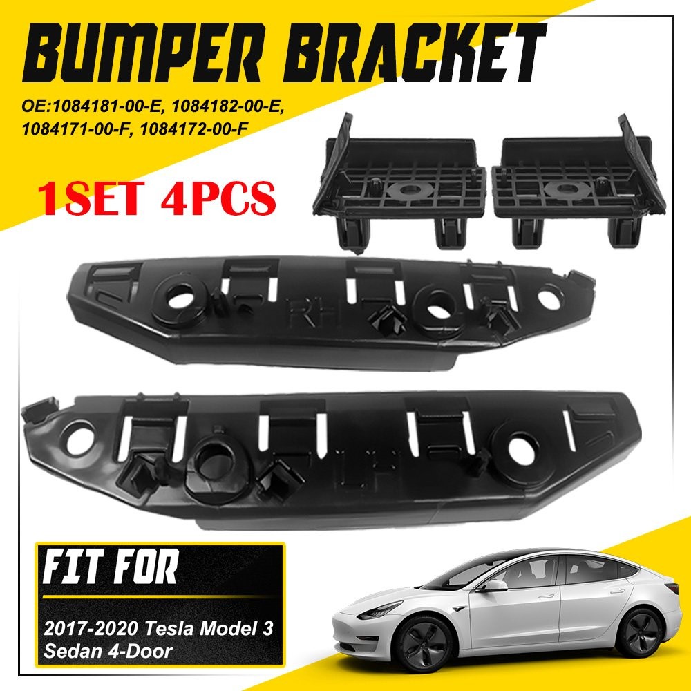 4-40X Front Mount Bumper Bracket LH & RH Side For 2017-2020 Tesla Model 3 4-Door