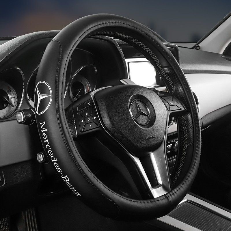 38cm/15inch Steering Wheel Cover For Mercedes Benz  Leather Nice Black