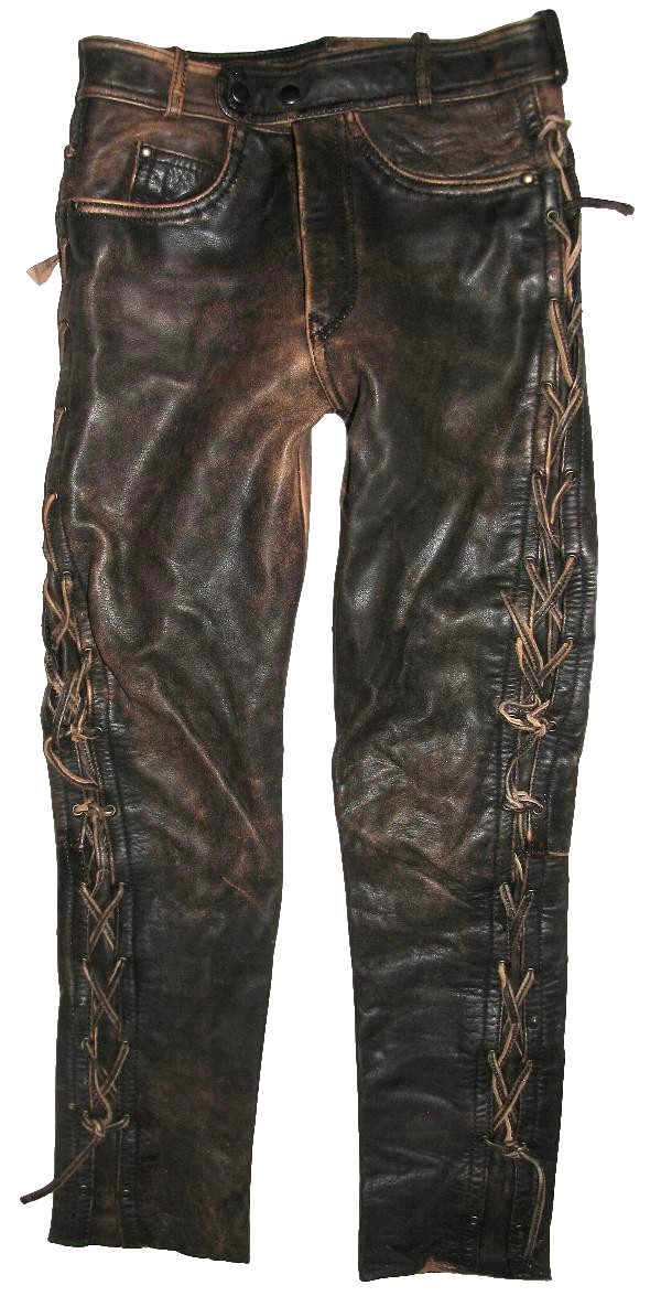 Men\'s Lace-Up Leather Jeans Biker Leather Pants Vintage Brown W28 L29 Men\'s Lace-Up Leather Jeans Biker Leather Pants Vintage Brown W28 L29