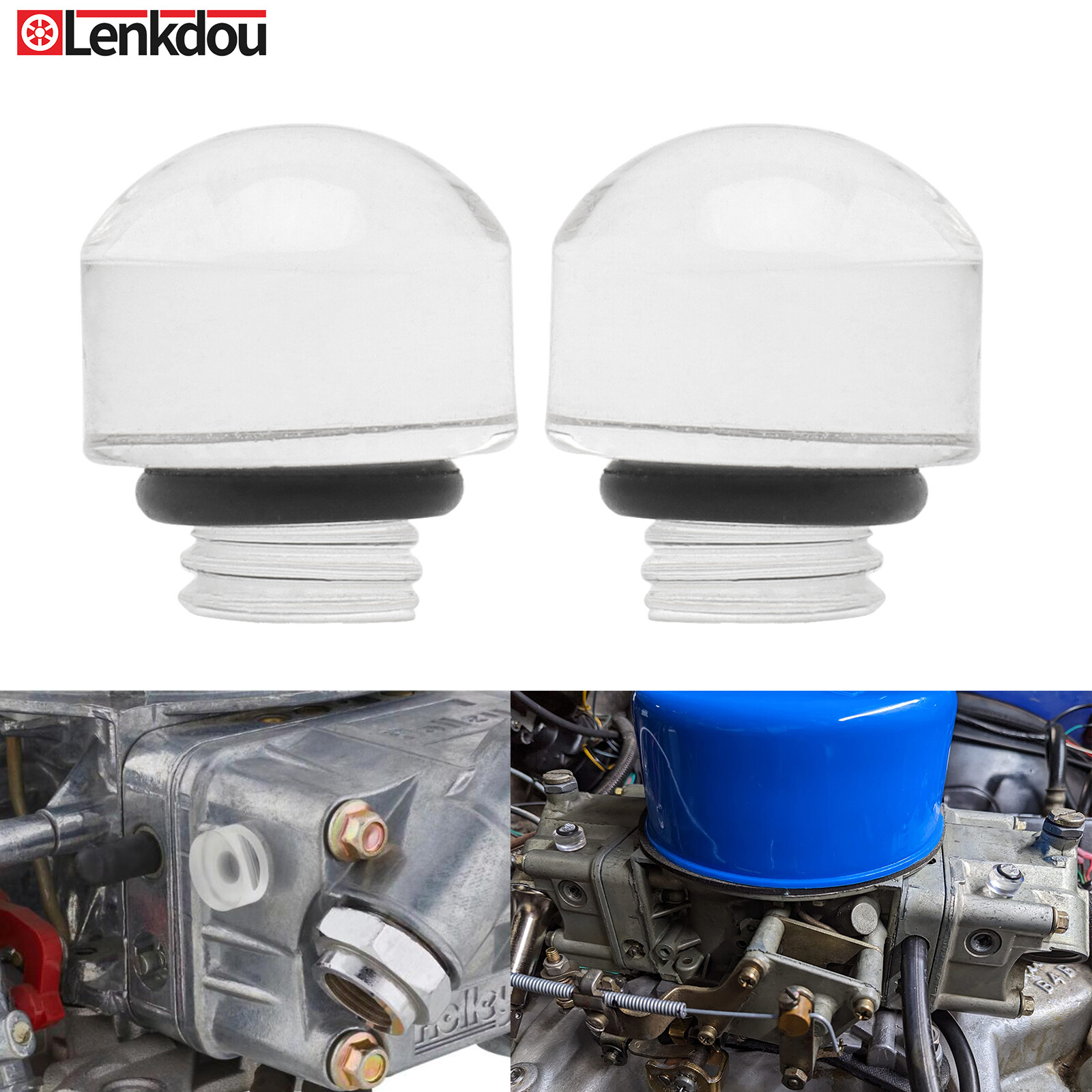2X Clear Fuel Bowl Sight Plugs  W/ O-Ring For Holley Carburetor See Through Plug