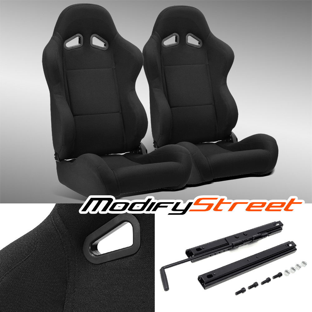 1 Pair Universal Black Pineapple Fabric Reclinable Racing Seats Replacement