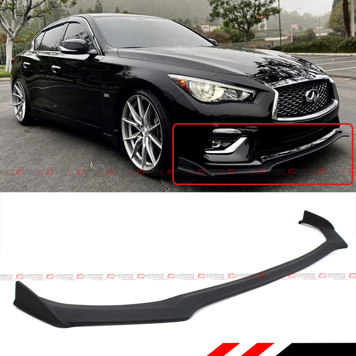 FOR 18-24 Infiniti Q50 Base Luxe Winglet Style Front Bumper Lip Spoiler Splitter FOR 18-24 Infiniti Q50 Base Luxe Winglet Style Front Bumper Lip Spoiler Splitter