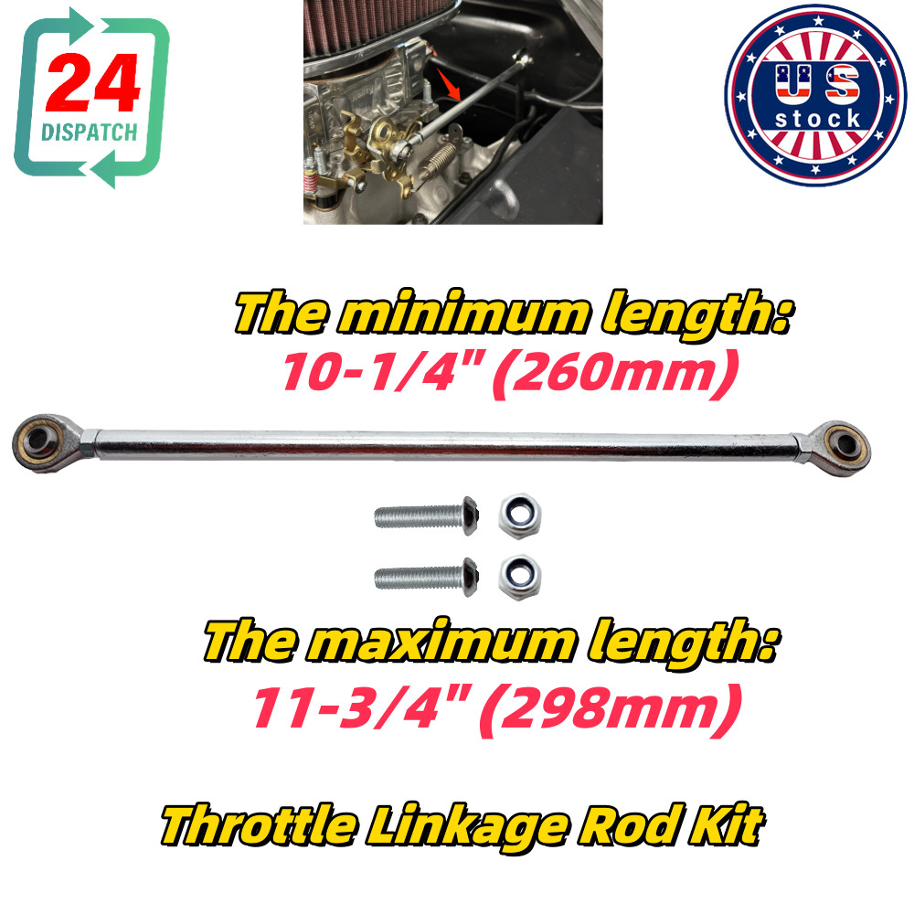 For Universal Adjustable Length Throttle Linkage Kit W/Nuts -up to 11-3/4