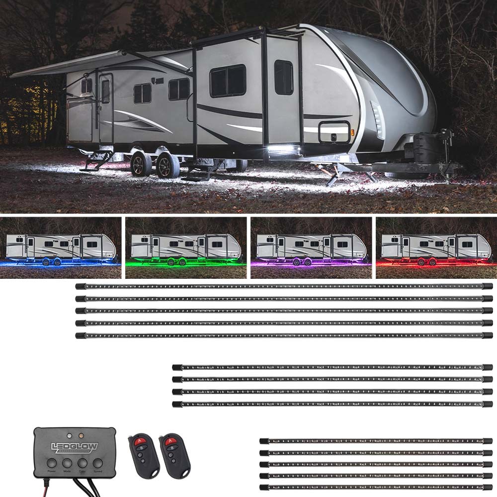 LEDGlow Multi Color Slimline LED 20ft - 25ft RV Camper Underglow Neon Light Kit