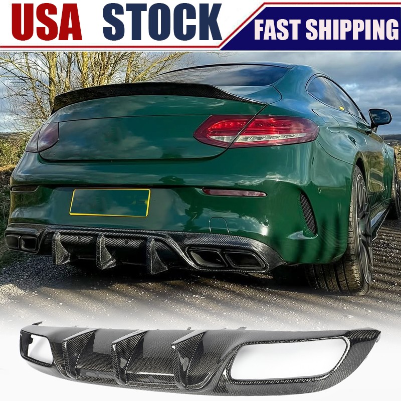 For Mercedes Benz W205 C205 C63 C63S Coupe REAL CARBON Rear Bumper Diffuser Lip