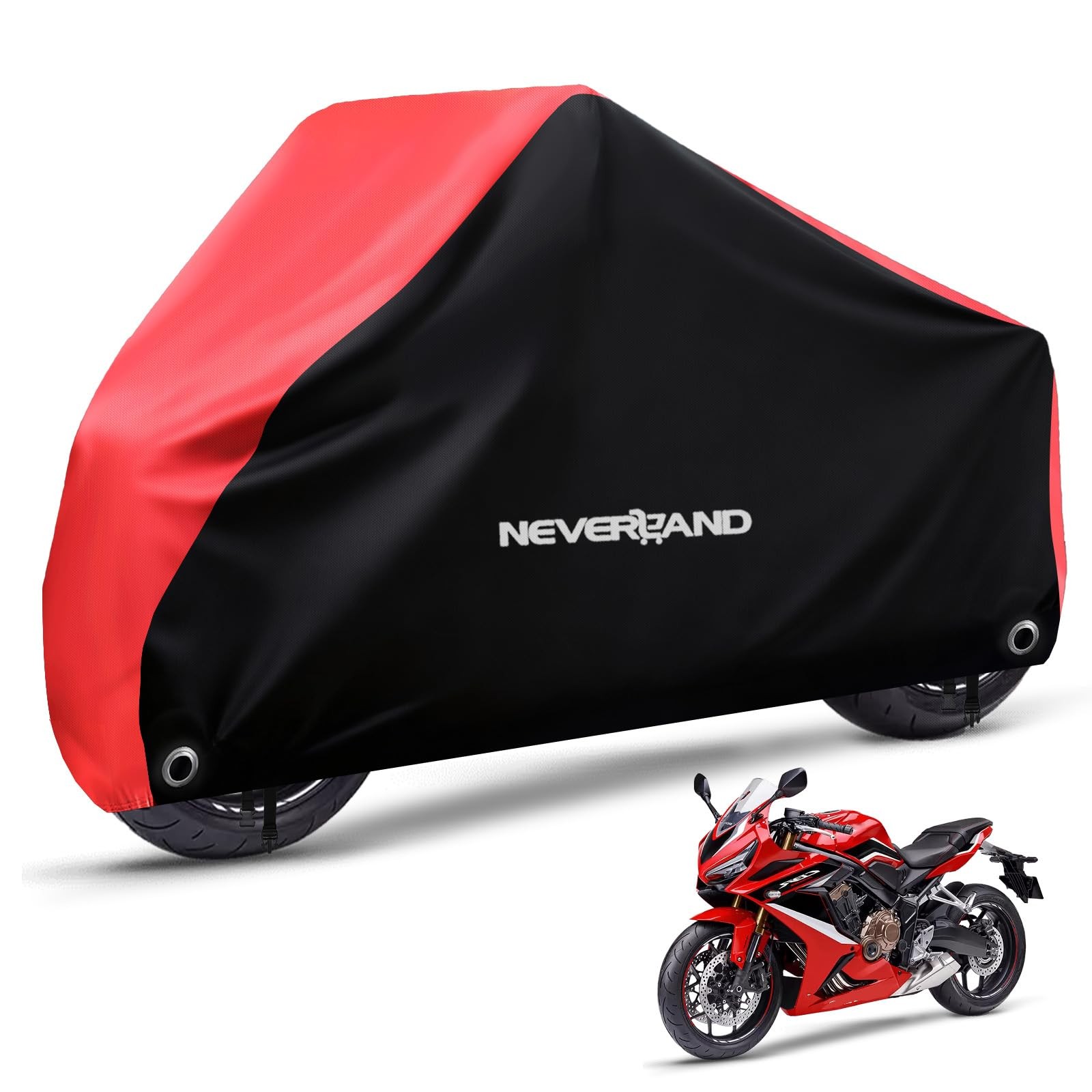 NEVERLAND Motorcycle Cover Waterproof Outdoor - All Season Scooter XXXL, Red 