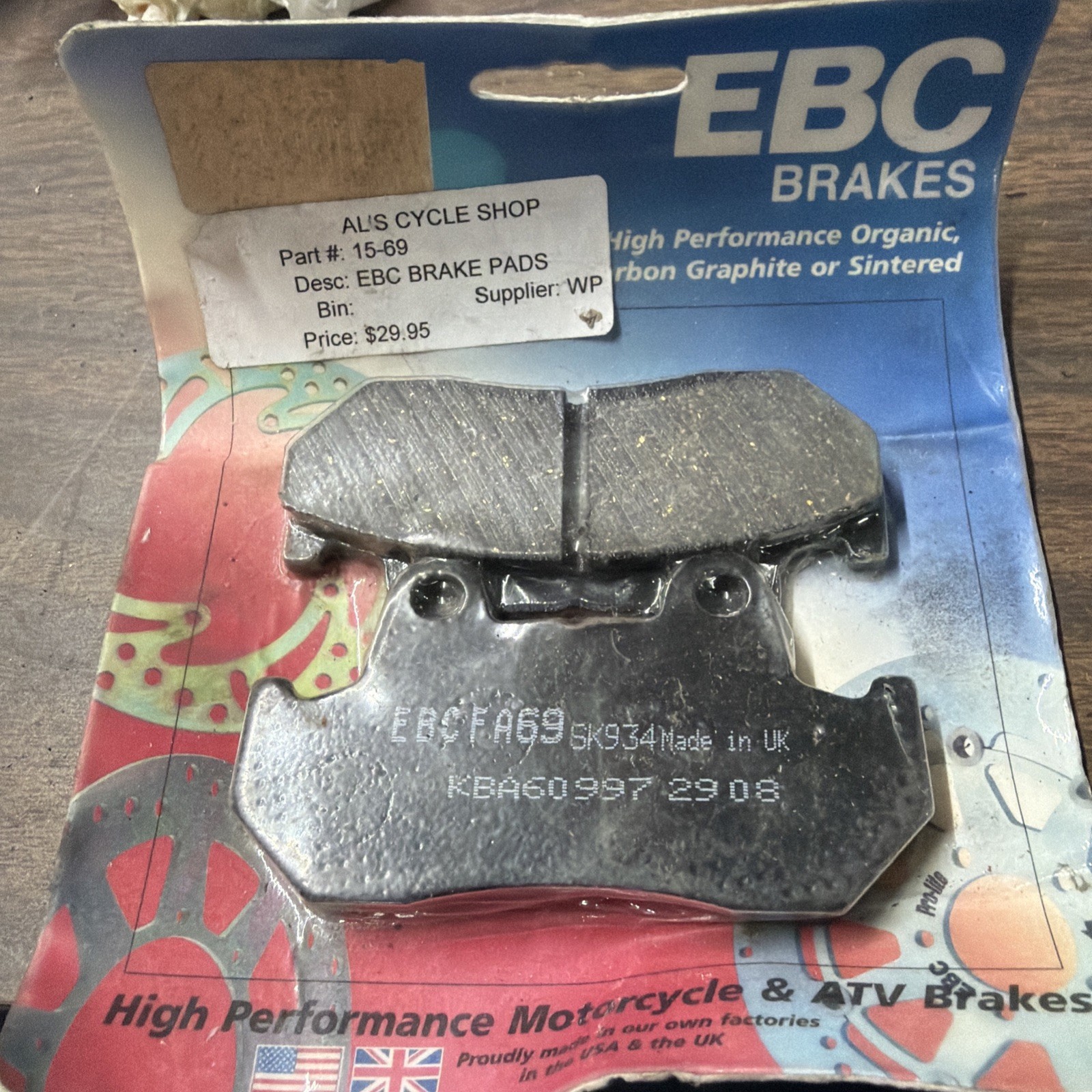 Nos EBC FA69/3 Organic Brake Pads Front/Rear Street Motorcycle Nos EBC FA69/3 Organic Brake Pads Front/Rear Street Motorcycle