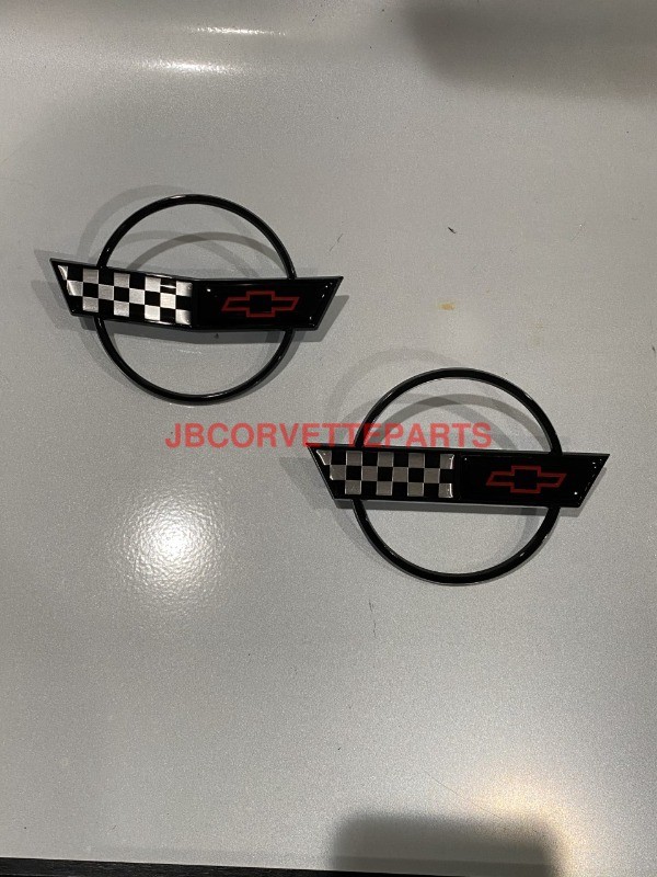 1991-96 C4 Corvette Nose AND Fuel Gas Door Emblems 91 92 93 94 95 96 Set-Pair