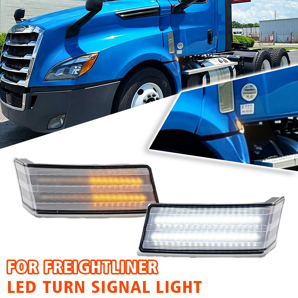 LED Clear Dynamic Turn Signal Foot Step Lights For Freightliner Cascadia 18-25