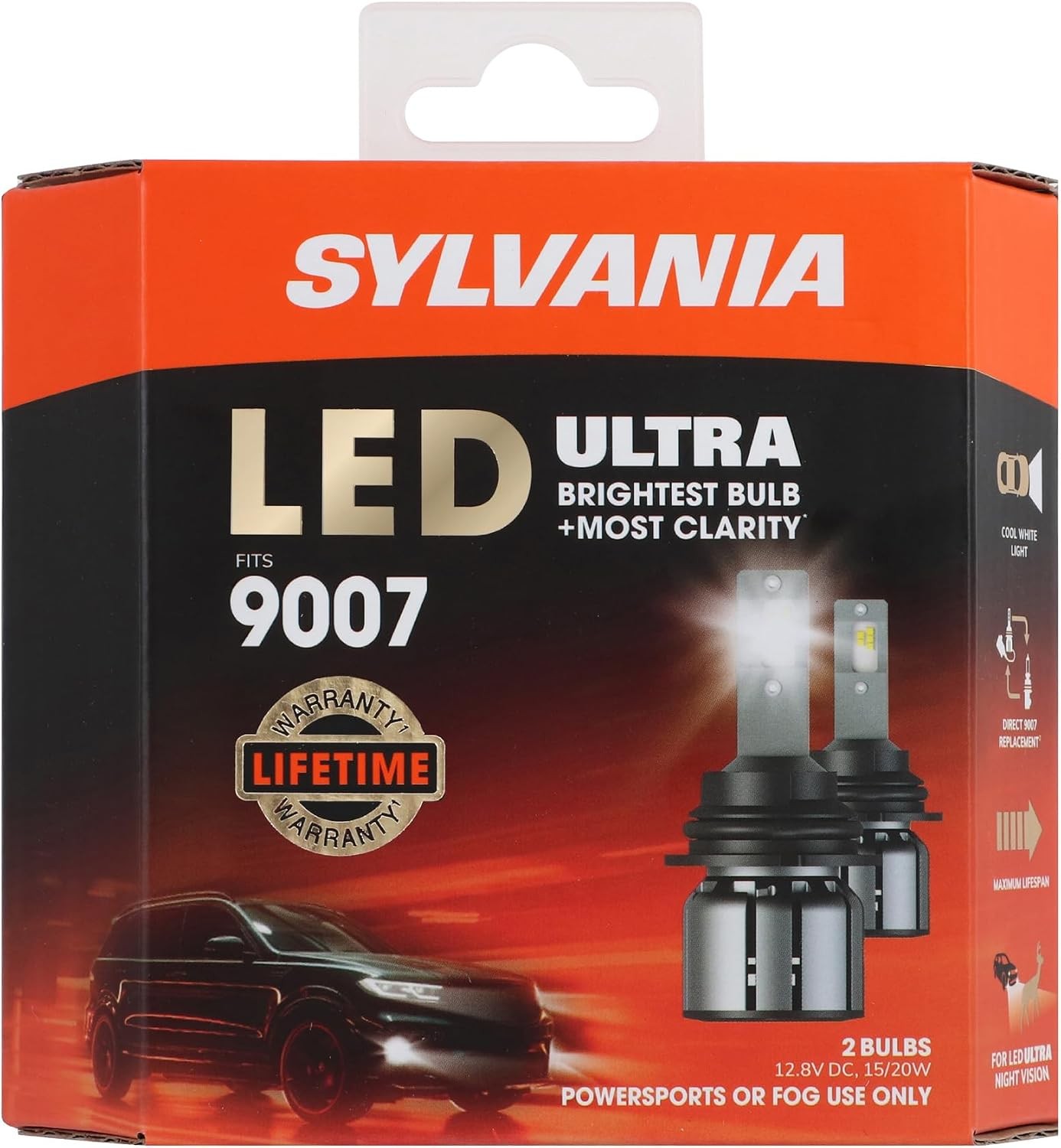 SYLVANIA 9007 LED Ultra Headlight & Fog Bulb, 6000K Cool White