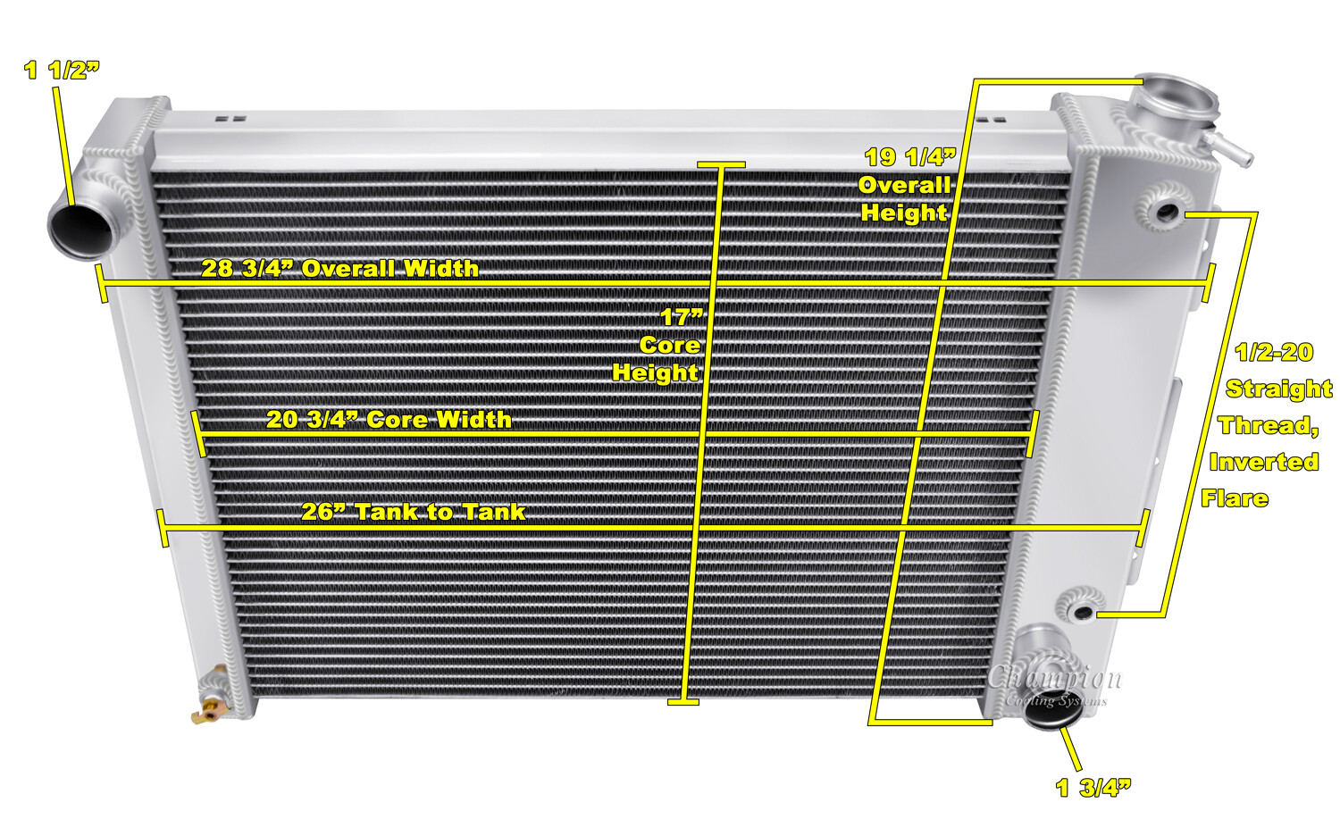 2 Row All Aluminum Champion WR Radiator EC337