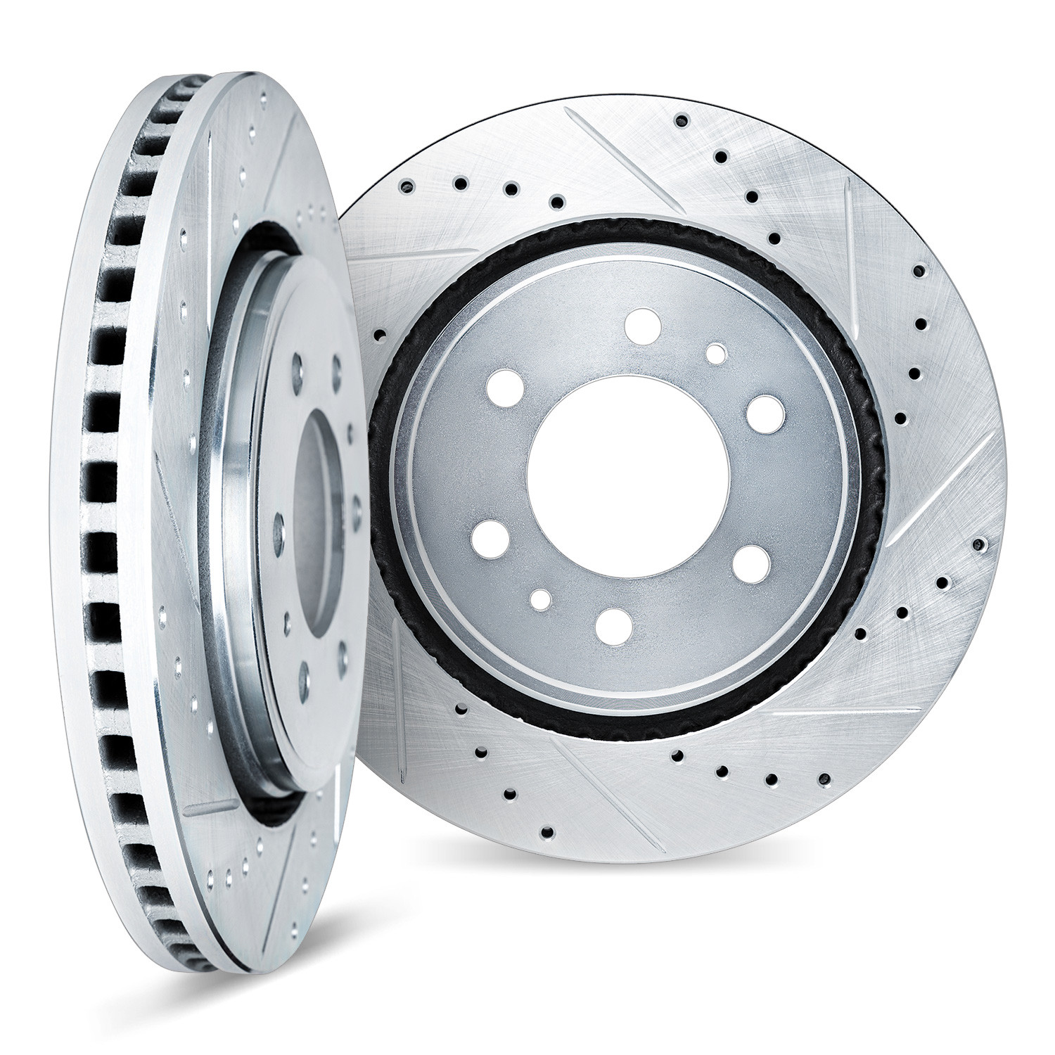 Dynamic Friction 7002-48053 DFC Brake Rotors - Drilled & Slotted - Silver
