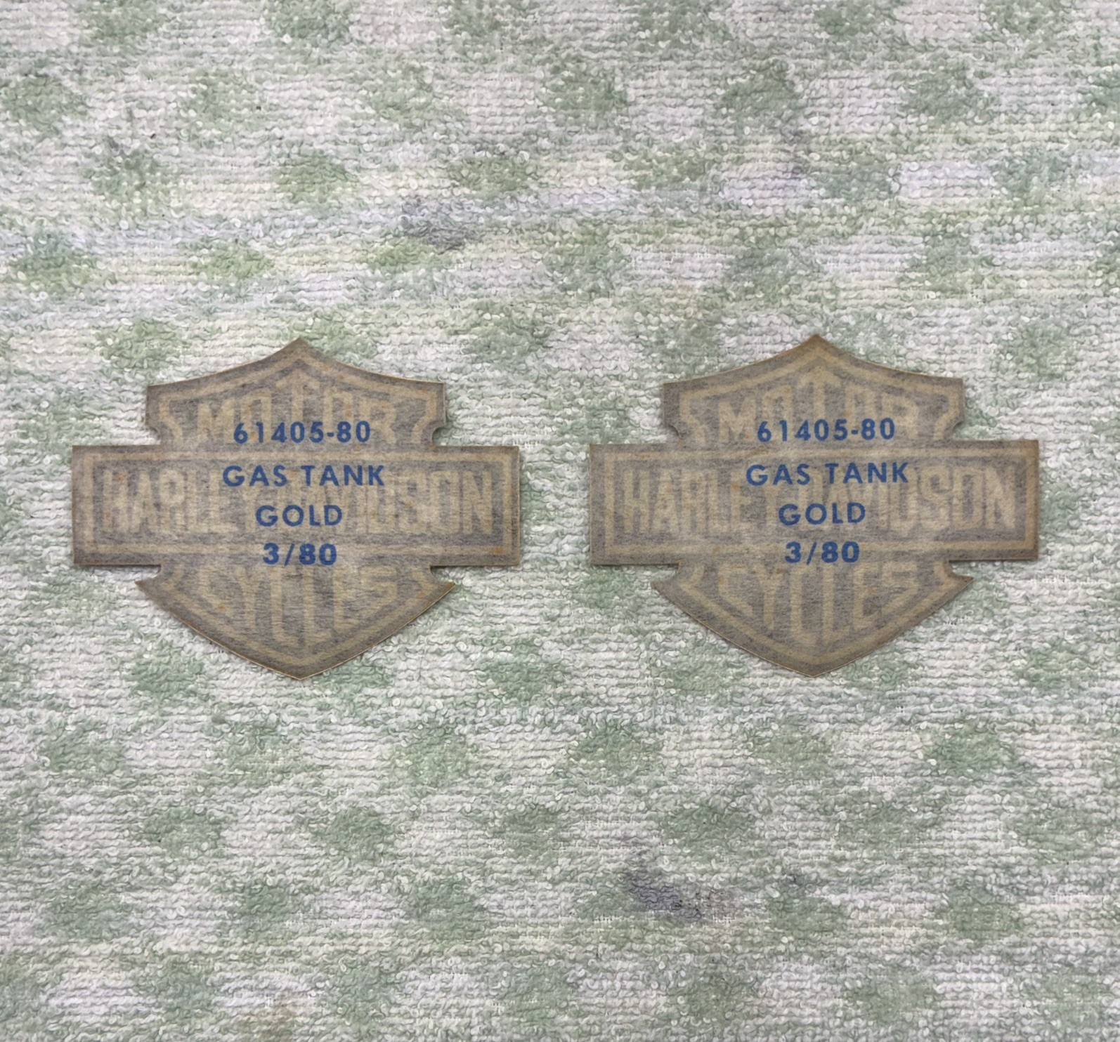 2 NOS HARLEY 61405-80 TANK DECALS OEM 1980-81 XL FXE FXEF 82 FXB CUSTOM CHOPPER