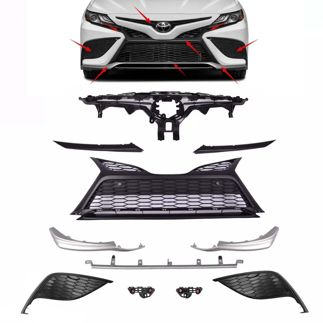 11PCS Front Grille/Trim/Fog Light Cover/Bracket For Camry SE XSE 2021 2022 2023