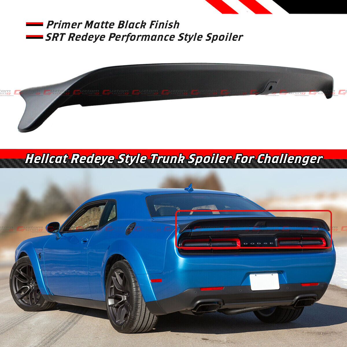 Hellcat Redeye Style Matte Black Trunk Spoiler Wing For 08-22 Dodge Challenger 