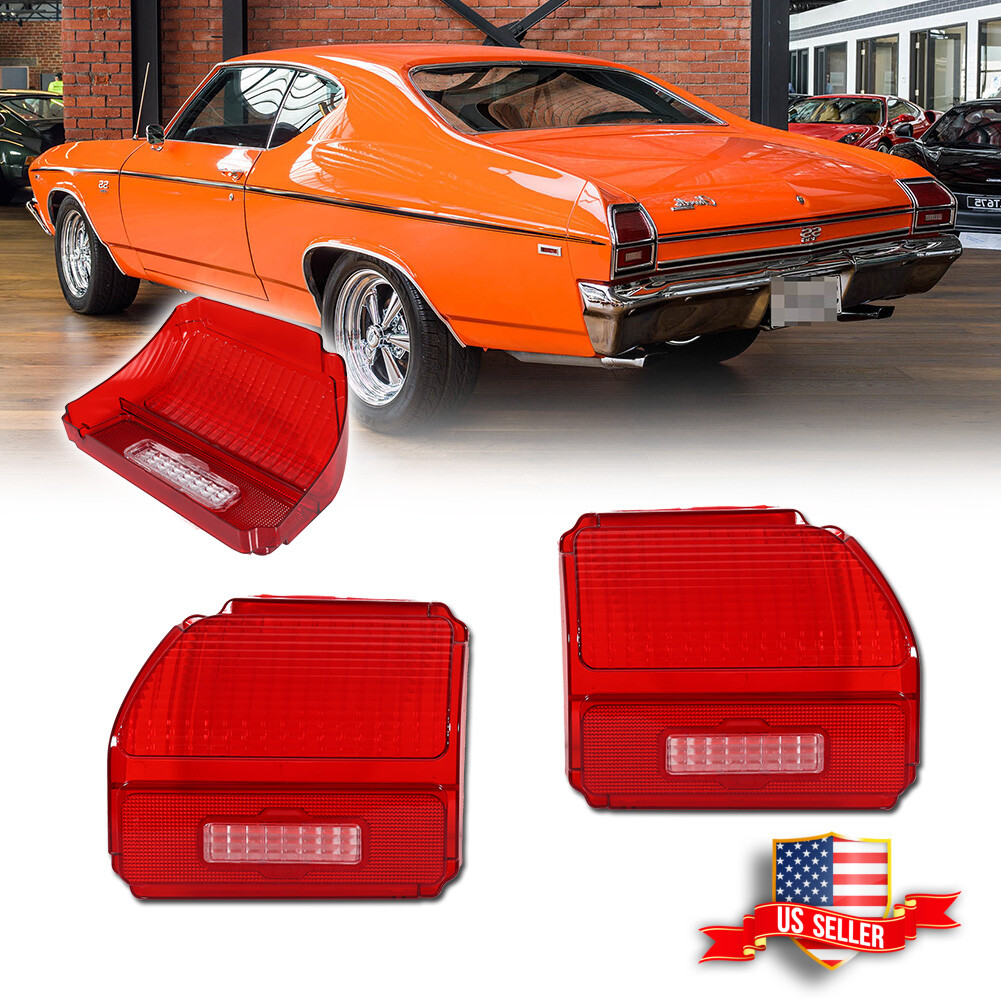 Pair OE-Style Red Tail Light Tailight Lamp Lenses For 1969 Chevy Chevelle Malibu
