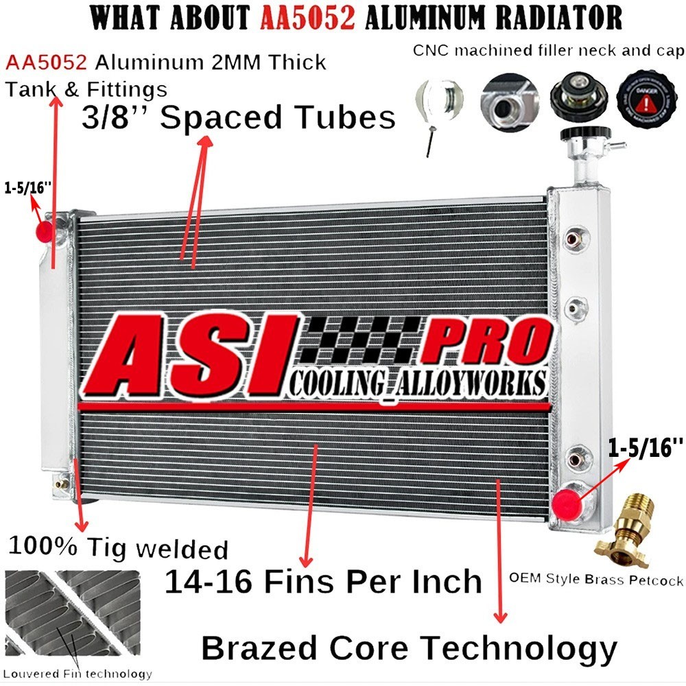 Aluminum Radiator For 03-05 GMC Savana 1500 2500 Chevy Express 4.3L V6 5.3L V8.