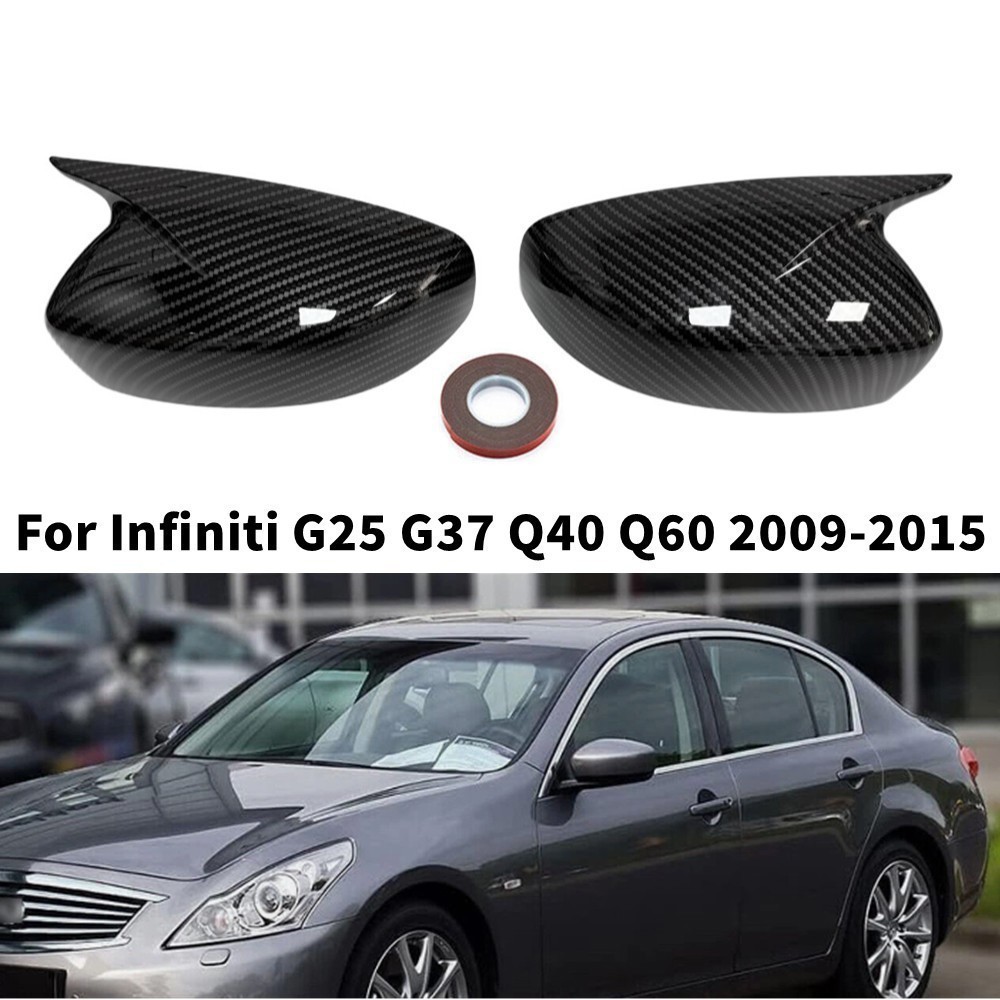 A Pair Carbon Fiber Sde Wing Mirror Cover For Infiniti G25 G37 Q40 Q60 2009-2015