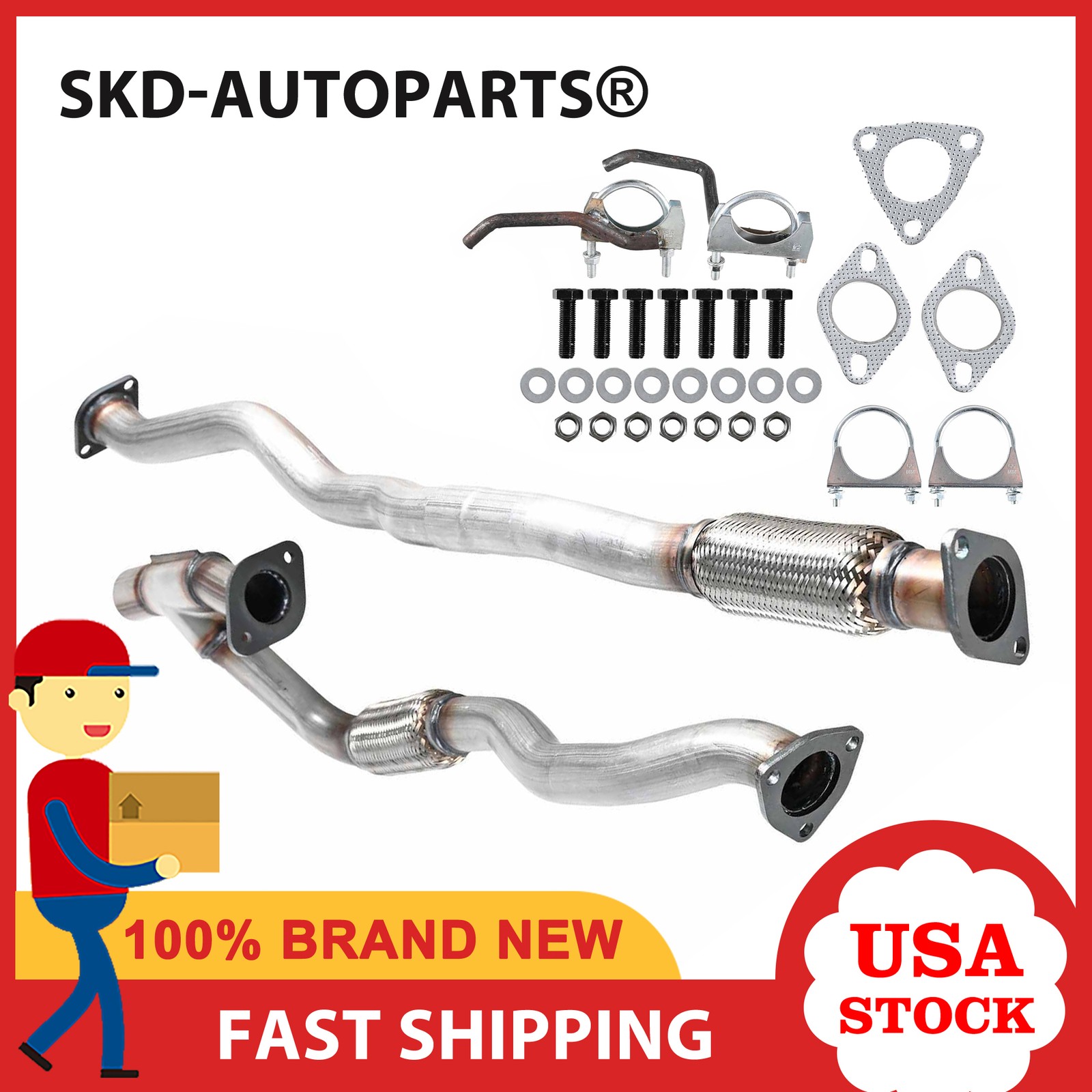 Front Exhaust Flex Pipe Kit for Jeep Cherokee 3.2L 2014 2015 2016 2017 2018