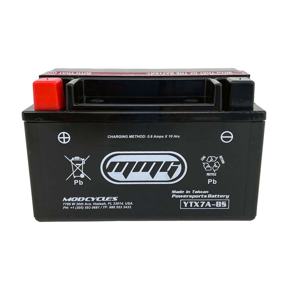 MMG YTX7A-BS 12v Battery for Motorcycles Scooters ATV UTV and Dirt Bikes