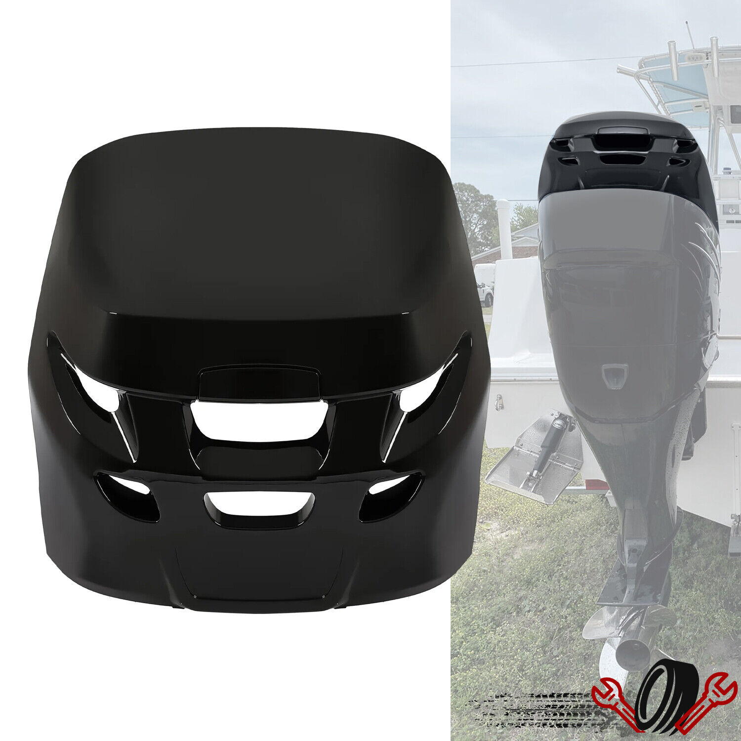 Black ABS Top Cowling Airdam Cap For Verado #885354T01 Engine Cover