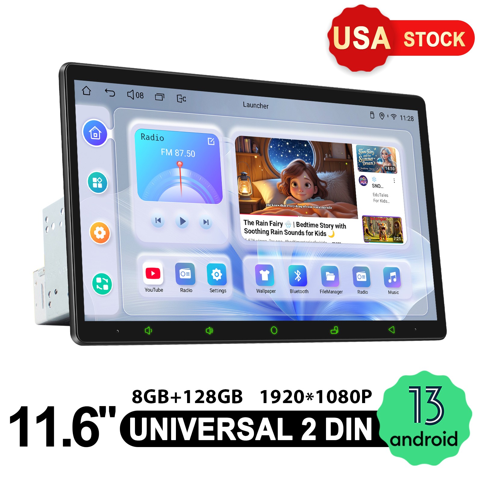 JOYING 11.6 Inch 2 DIN Qualcomm Universal Car Radio Android 13 In Dash Head Unit