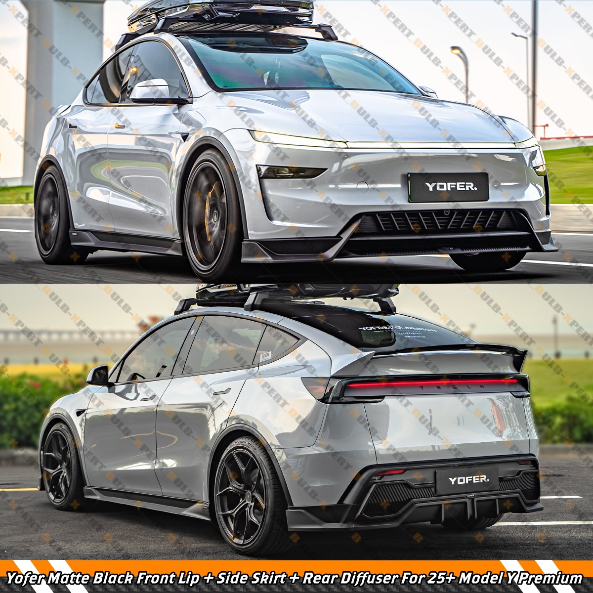 For 25-26 Tesla Model Y Yofer Matte Black Front Lip + Side Skirt + Rear Diffuser