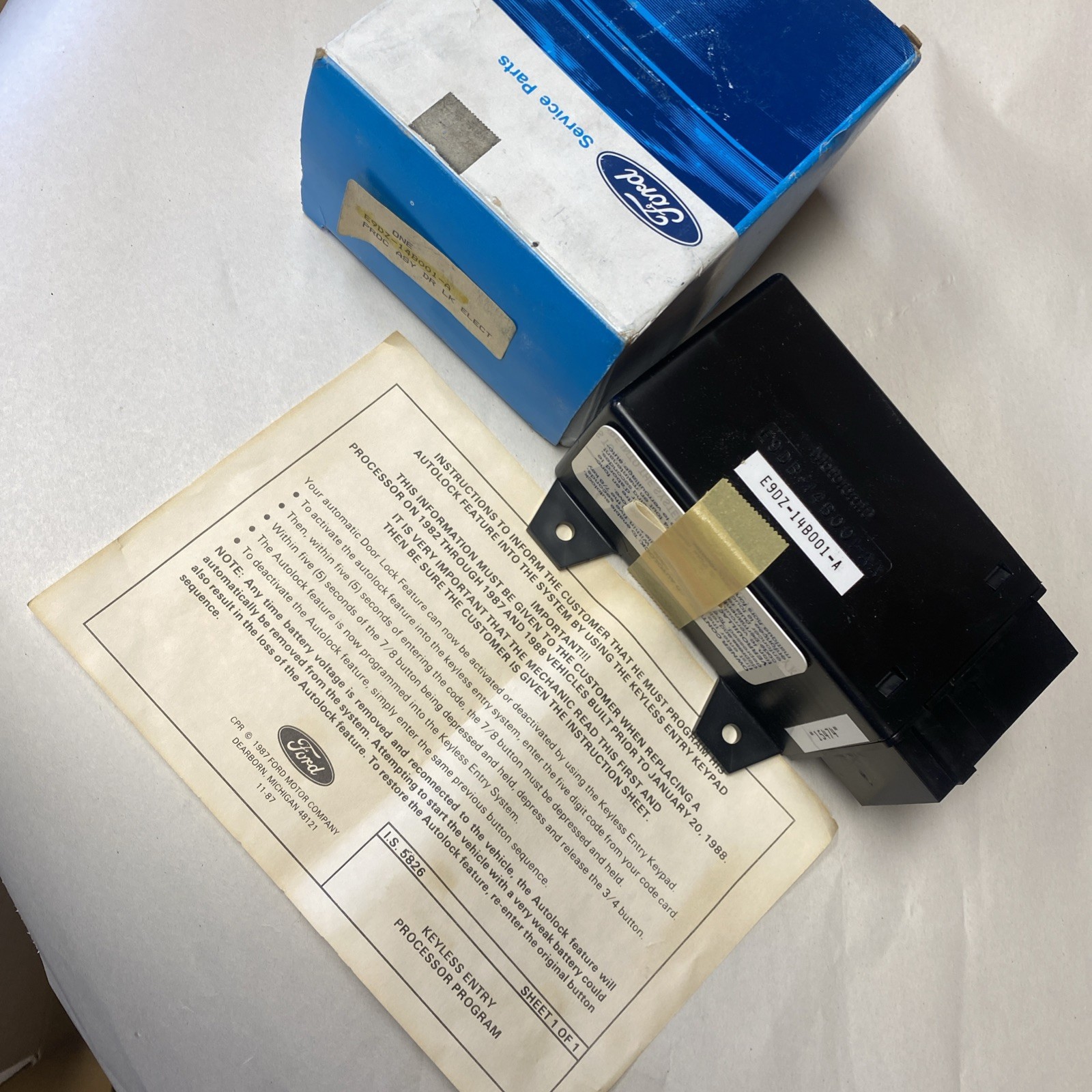 NOS 1986-1989 Ford Taurus Keyless Entry Module E9DZ-14B001-A NOS 1986-1989 Ford Taurus Keyless Entry Module E9DZ-14B001-A