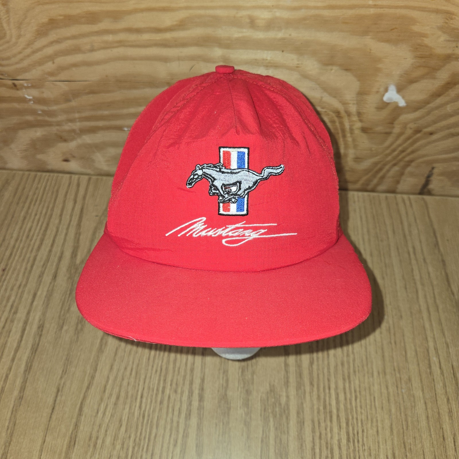 Rare Vintage Ford Mustang Red Stylemaster Baseball Cap Hat USA Lightweight Euc