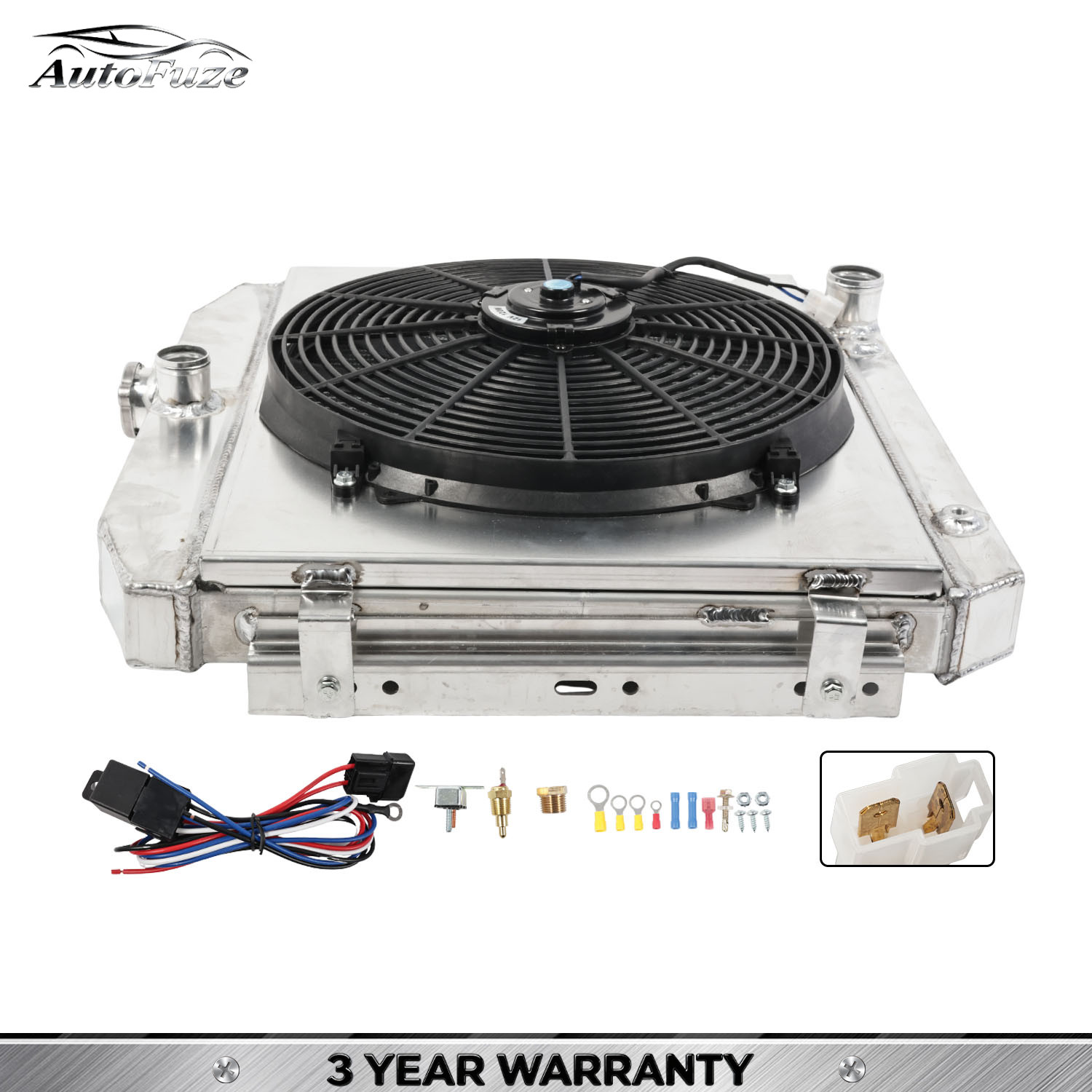 3 Row Aluminum Radiator With Cooling Fan Shroud For 1955-1957 Chevy Bel Air V8 3 Row Aluminum Radiator With Cooling Fan Shroud For 1955-1957 Chevy Bel Air V8