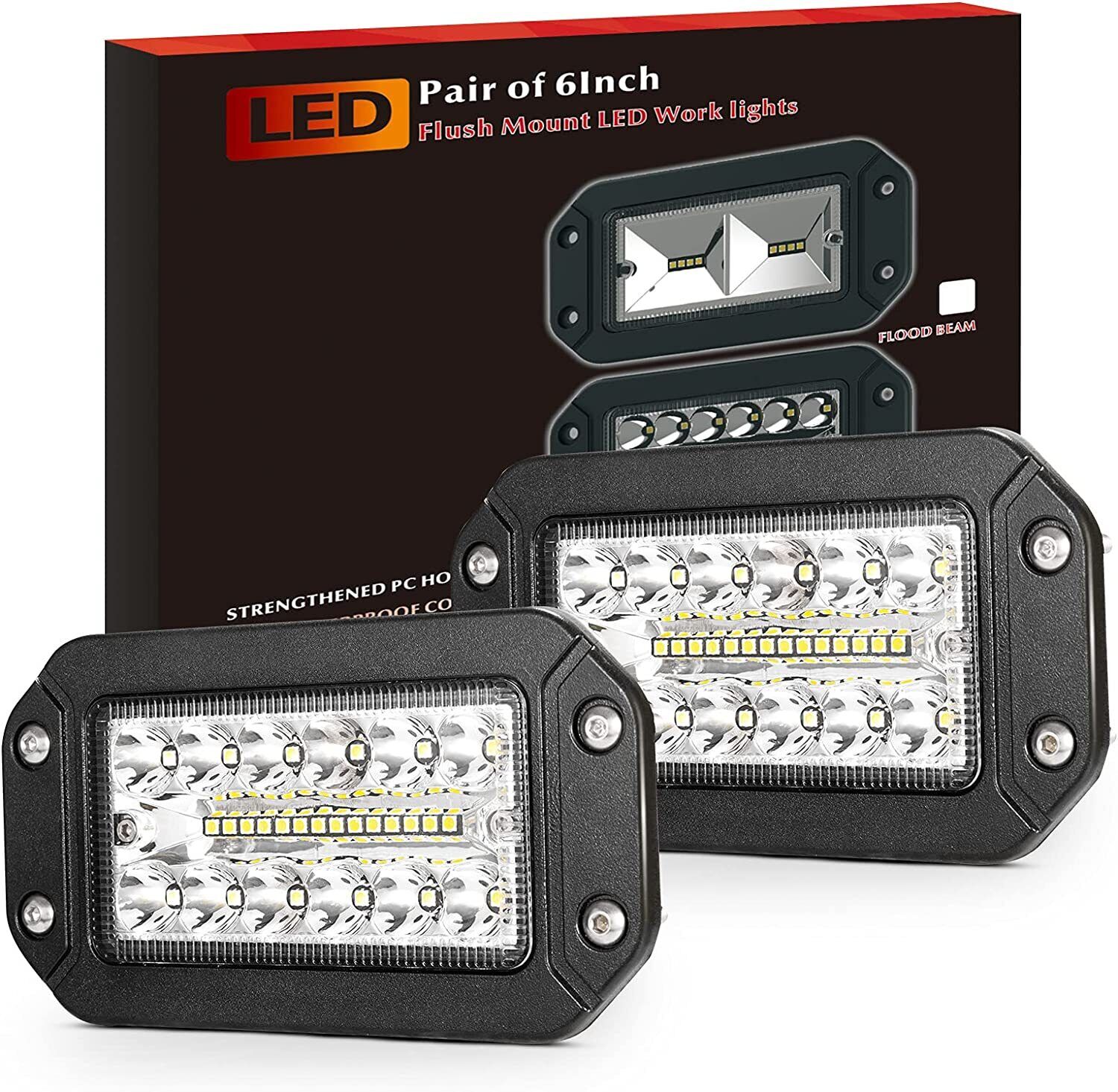 Flush Mount LED Light Pods, BUNKER INDUST 2Pcs 6 Inch Spot Flood Combo Beam