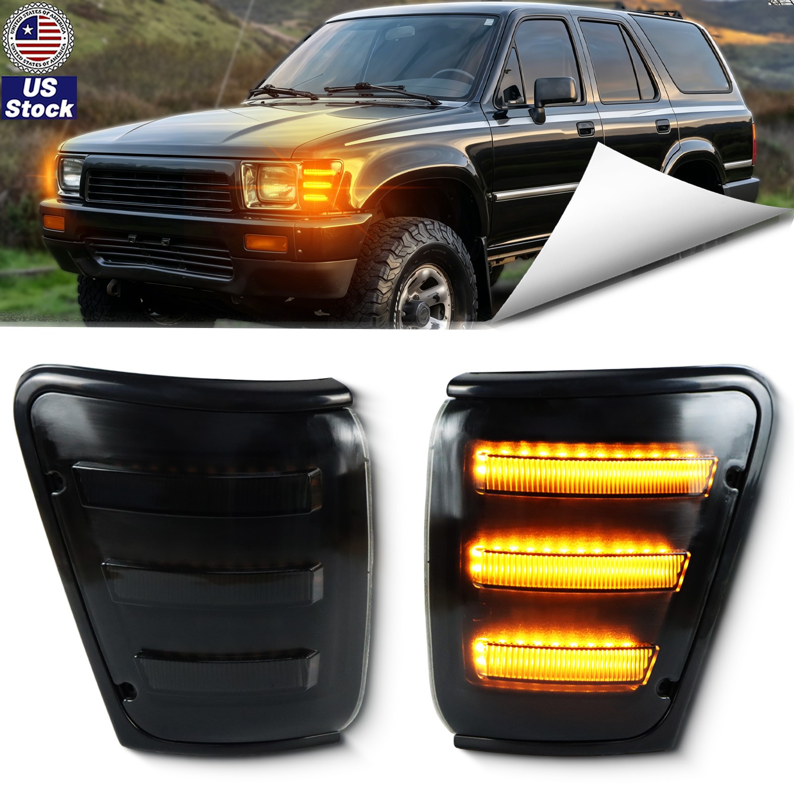Front Cornering Smoked Parking Light For Toyota Pickup Truck 4WD 1989-91 4Runner