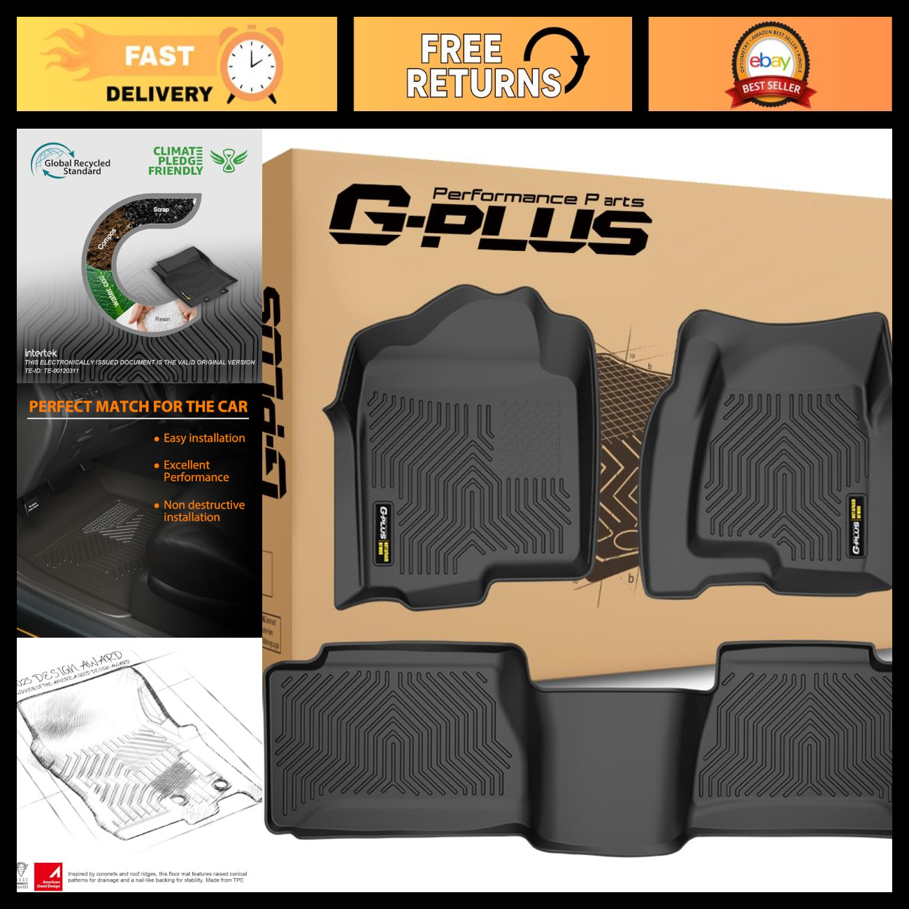 Custom TPE Floor Mats for Chevy Silverado GMC Sierra 1500 1999-2006 Extended Cab